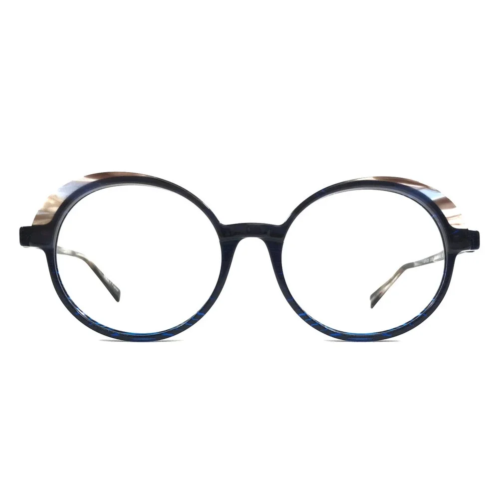 J. F. Rey Eyeglasses Frames JF1528 2520 Blue Brown Horn Cat Eye 54-19-143